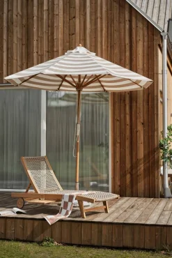 Hisshult parasoll Ø270 cm Beige stripe-teak