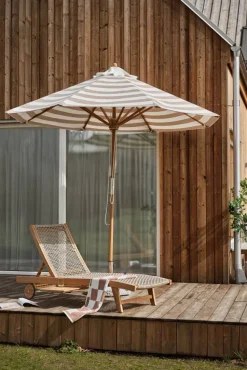 Hisshult parasoll Ø270 cm Beige stripe-teak