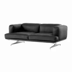 Inland AV22 soffa 2-sits Noble läder svart-polished alu