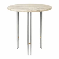 IOI soffbord Ø50 cm Krom-mässing-rippled beige