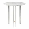 IOI soffbord Ø50 cm Krom-mässing-vit marmor