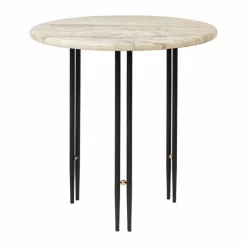 IOI soffbord Ø50 cm Svart-mässing-rippled beige