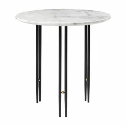 IOI soffbord Ø50 cm Svart-mässing-vit marmor