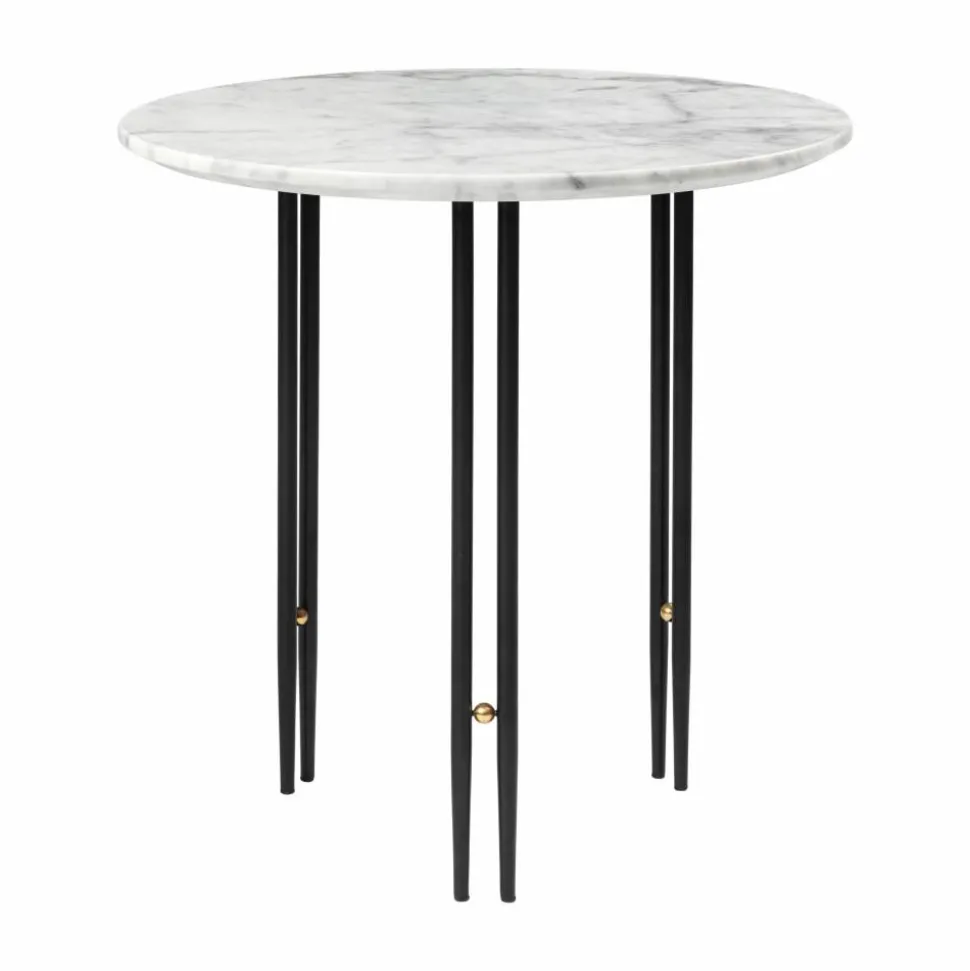 IOI soffbord Ø50 cm Svart-mässing-vit marmor
