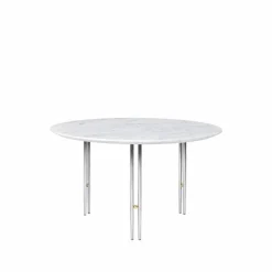 IOI soffbord White carrara marble-ø70-krom