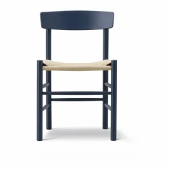J39 stol Indigo blue-flätad natur