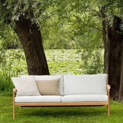 Jack outdoor soffa 2-sits teak offwhite teakstativ