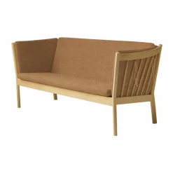J149 soffa Tyg brun-lackerad ek 3-sits