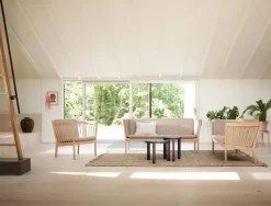 J149 soffa Tyg grön-lackerad ek 3-sits