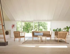 J149 soffa Tyg grön-lackerad ek 3-sits