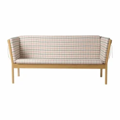 J149 soffa Tyg röd-lackerad ek 3-sits