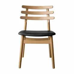 J48 stol Oak nature lacquered-black leather