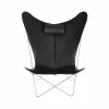 KS Chair fladdermusfåtölj Läder black rostfritt stativ