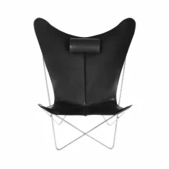 KS Chair fladdermusfåtölj Läder black rostfritt stativ