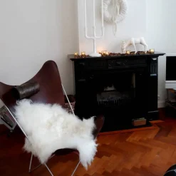 KS Chair fladdermusfåtölj Läder black rostfritt stativ