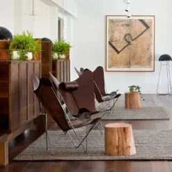 KS Chair fladdermusfåtölj Läder black rostfritt stativ