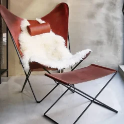 KS Chair fladdermusfåtölj Läder black rostfritt stativ