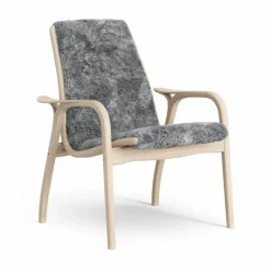 Laminett fåtölj vitpigmenterad ek/fårskinn Scandinavian Grey (grå)
