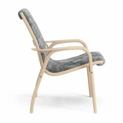 Laminett fåtölj lackad bok/fårskinn Scandinavian Grey (grå)