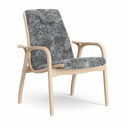 Laminett fåtölj lackad bok/fårskinn Scandinavian Grey (grå)