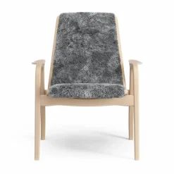 Laminett fåtölj lackad bok/fårskinn Scandinavian Grey (grå)