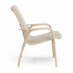 Laminett fåtölj lackad bok/fårskinn Moonlight (beige)