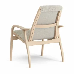 Laminett fåtölj lackad bok/fårskinn Moonlight (beige)