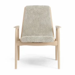 Laminett fåtölj lackad bok/fårskinn Moonlight (beige)