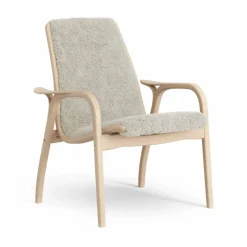 Laminett fåtölj lackad bok/fårskinn Moonlight (beige)