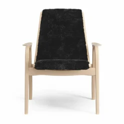 Laminett fåtölj lackad bok/fårskinn Black (svart)