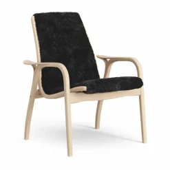 Laminett fåtölj lackad bok/fårskinn Black (svart)