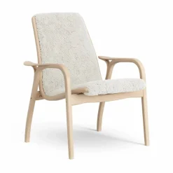 Laminett fåtölj lackad bok/fårskinn Offwhite (vit)