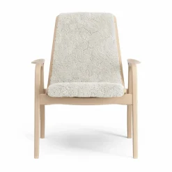 Laminett fåtölj lackad bok/fårskinn Offwhite (vit)
