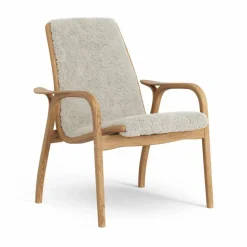 Laminett fåtölj oljad ek/fårskinn Moonlight (beige)