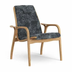 Laminett fåtölj oljad ek/fårskinn Charcoal (mörkgrå)