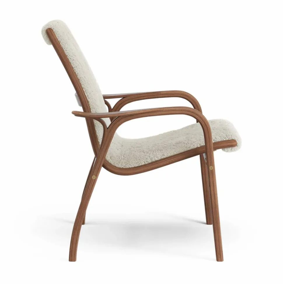 Laminett fåtölj oljad valnöt/fårskinn Moonlight (beige)