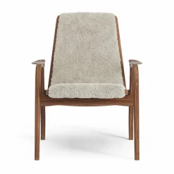 Laminett fåtölj oljad valnöt/fårskinn Moonlight (beige)