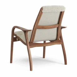 Laminett fåtölj oljad valnöt/fårskinn Moonlight (beige)