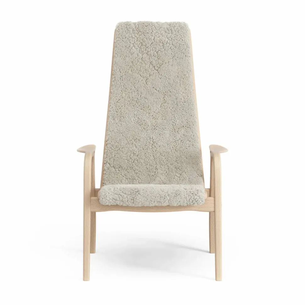 Lamini barnfåtölj lackad bok/fårskinn Moonlight (beige)
