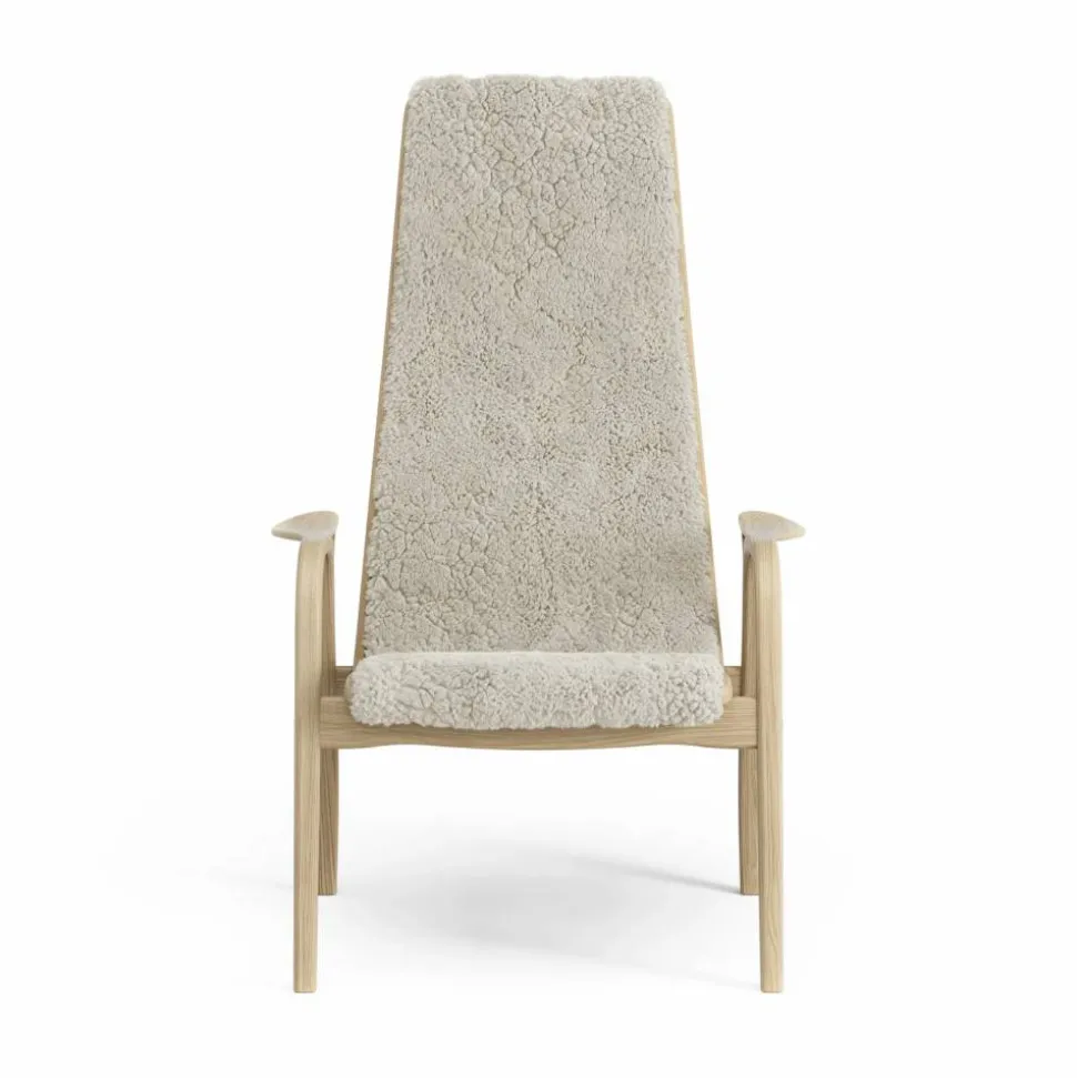 Lamini barnfåtölj lackad ek/fårskinn Moonlight (beige)