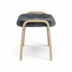 Lamini fotpall till barn lackad ek/fårskinn Charcoal (mörkgrå)