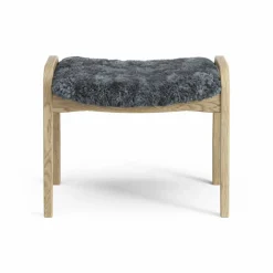 Lamini fotpall till barn lackad ek/fårskinn Charcoal (mörkgrå)