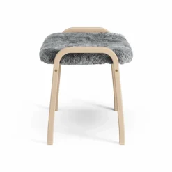 Lamini fotpall till barn lackad bok/fårskinn Scandinavian Grey (grå)