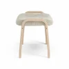 Lamini fotpall till barn lackad bok/fårskinn Moonlight (beige)