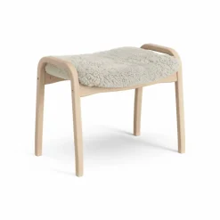Lamini fotpall till barn lackad bok/fårskinn Moonlight (beige)