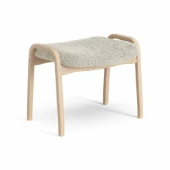 Lamini fotpall till barn lackad bok/fårskinn Moonlight (beige)