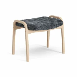 Lamini fotpall till barn lackad bok/fårskinn Charcoal (mörkgrå)
