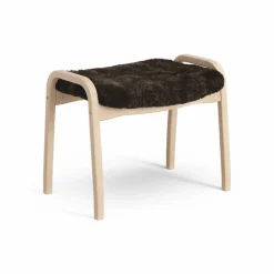 Lamini fotpall till barn lackad bok/fårskinn Espresso (brun)