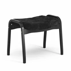 Lamino fotpall Fårskinn black-svartbetsad bok