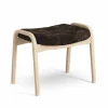 Lamino fotpall fårskinn espresso naturlackad bok